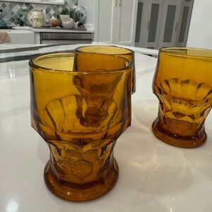 Amber Pedestal Whiskey Glasses | Vintage-Style Tumblers | Set of 3